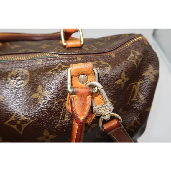 Vintage Louis Vuitton Leather Monogram Speedy Boston Hand Bag Brown - Picture 4 of 16